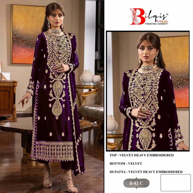 Bilqis B 82 A To D Velvet Embroidery Pakistani Suits Wholesale Market In Surat
